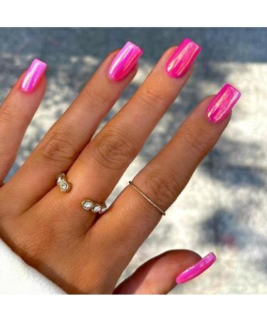 Mouyou press on nails short square silver glaze white fake nails full cover artificial nails with nail glue angular white silver glitter glitter acrylic artificial fingernails for women & girls silver white