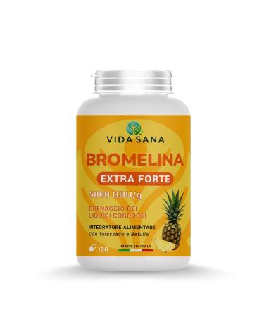 jasa srls Bromelina 5000 GDUg with dandelion natural food supplement with high titration for fluid drainage and cleaning function 120 capsules