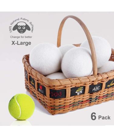 Budieggs Organic XL Wool Dryer Balls 6-Pack - Chemical-Free Fabric Softener for 1000+ Loads - Hypoallergenic & Baby Safe - Reduce Wrinkles Naturally - White - Buy Online on GoSupps.com