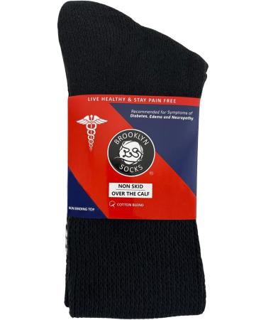 4 Pairs Non-Skid Over-The-Calf Diabetic Cotton Socks - Non Binding Top Fits US Men Size 9-12 10-13 - Best Comfort & Support - Buy Online on GoSupps.com