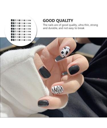 Frcolor Black & White Cow Matt Fake Nails Acrylic Press-On Nail Art Tips | Nightclub-Ready Square Nails for Women - Buy Online on GoSupps.com