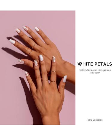 NAILOG Semi Cured Gel Nail Strips 34 pcs Salon-Quality Gel Nail Stickers Long Lasting Nail Wraps for Women with Soft Gel Finish White Petals - Buy Online on GoSupps.com