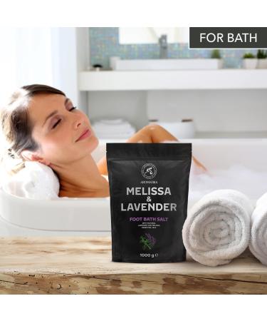 Natural Sea Salt Foot Bath Soak with Lavender & Melissa Essential Oils - 1kg | Soothing Pedicure Foot & Nail Treatment - Aromatherapy Bath Salts - Buy Online on GoSupps.com