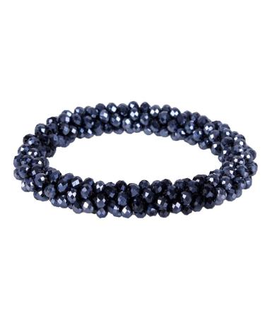 QHP knotted hair tie Shine with square pearls for beautiful shine (Navy)