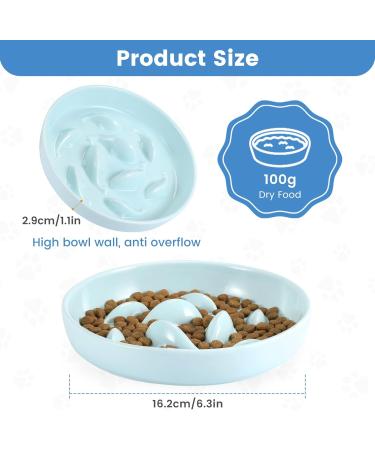IDOGCHEW Ceramic Cat Slow Feeder Bowl - Anti-Gulping Puzzle Feeder for Healthy Eating - Non-Slip, Spill Proof - Green - Buy Online on GoSupps.com