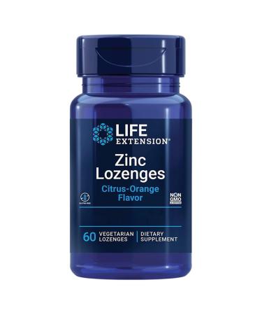 Life Extension Zinc Lozenges (Zinc Sucking Tablets) Citrus & Orange Taste 60 Vegan Sucking Tablets Gluten Free Vegetarian Non-Soy Non-GMO