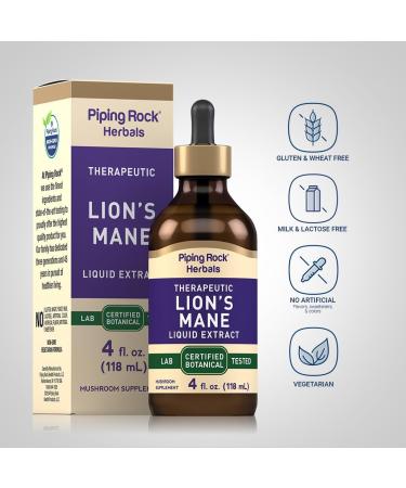 Piping Rock Lions Mane Tincture | 4 Fl Oz | Mushroom Extract Liquid Drops | Alcohol Free Supplement | Vegetarian Non-GMO Gluten Free 4 Fl Oz (Pack of 1) - Buy Online on GoSupps.com