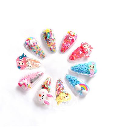 Sparkle Girl Hair Clips 10-Piece Barrettes Kit for Toddler Girls - Glitter Hair Pins Kids Accessories Set for Daily or Party Wear - Mermaid Theme Gift - Buy Online on GoSupps.com