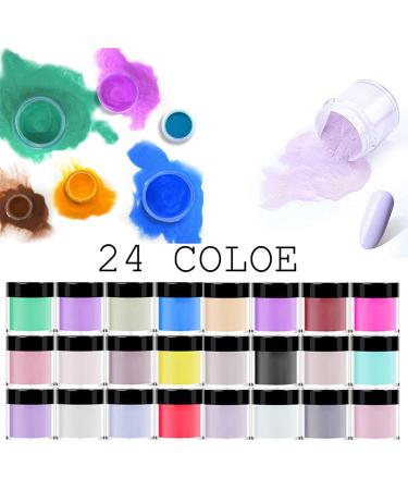 TEEROVA 24 Colors Acrylic Nail Powder Set for DIY Nail Art - Professional Nail Extension Powders for 3D Decoration - Popular Kit for Beginners - Buy Online on GoSupps.com