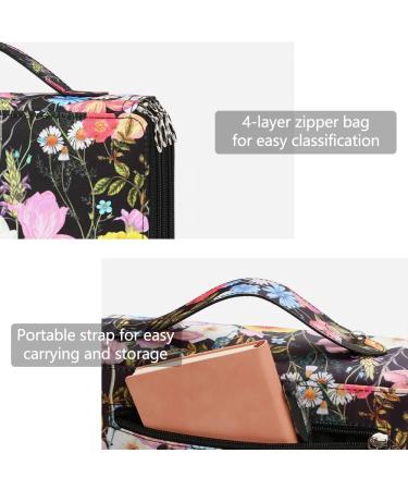 YZK 200 Slots Colored Pencil Case-Twill Oxford Pencil Holder with Zipper Closure Colored Pencil Orangizer for Watercolor Pens or Makers Large Capacity Pencil Case for Artist or Student (Black Flower) A Black Flower 200 Slots - Buy Online on GoSupps.com