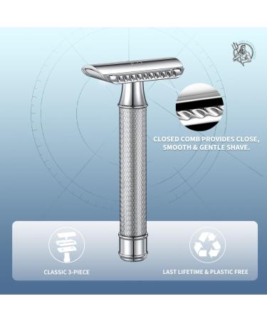 BAILI Stainless Steel Double Edge Safety Razor - Manual Wet Shaving Shaver for Men & Women with 5 Platinum Blades - Buy Online on GoSupps.com