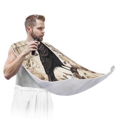 Bird Crow Beard Bib Apron Beard Hair Catcher for Men Shaving Fathers Day Anniversary Christmas Gifts for Dad Husband Beard Bib with 2 Suction Cups