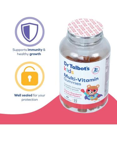 Dr. Talbot's Kids Multi-Vitamin Gummies - Immunity & Growth Support for Children - 60 Gummies - Strawberry Cherry & Orange - Vitamins A C B-12 Zinc - 2+ Years - Buy Online on GoSupps.com