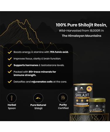 Himalayan Shilajit Resin for Women & Men | 300mg Pure Ultra Gold Grade Shilajit | 85+ Trace Minerals & 75%+ Fulvic Acid | Energy Stamina & Immune Support | Lab Tested | 30g 60 Servings 300mg (Pack of 1) - Buy Online on GoSupps.com