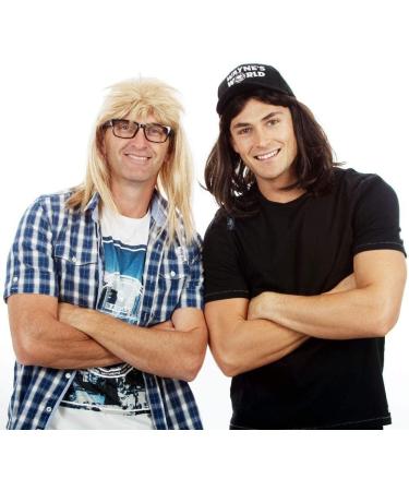 ALLAURA Garth Algar Wig 90s Guitar Rocker Mullet Blonde Wig with Black Glasses for Men - 80s Punk Heavy Metal Style - Buy Online on GoSupps.com