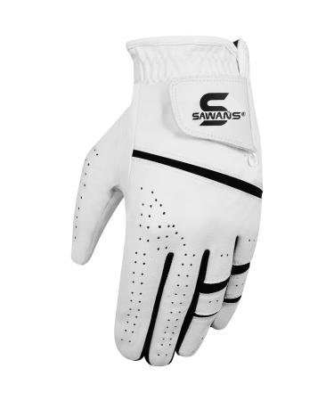 Sawan's golf glove men durable premium leather for left and right hand all-weather handle golf gloves non-slip flexible golf XL left