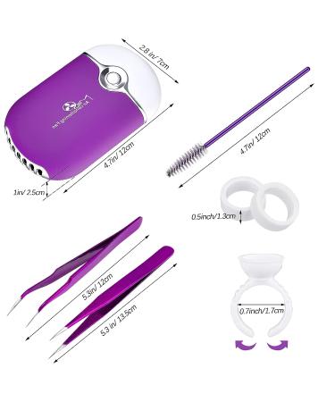 Honoson Eyelash Extension Kit with USB Air Conditioning Blower, Tweezers, Mascara Brushes, Glue Rings, Tapes, and Under Eye Gel Pads (Purple) - 165pc Set - Buy Online on GoSupps.com