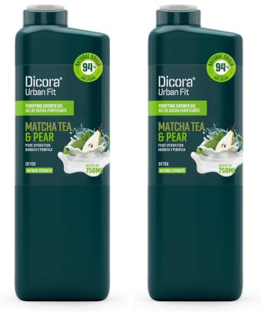 Dicora Urban Fit Purifying Shower Gel - Body Wash Women and Men - Gentle Moisturizing Body Wash with Soft Fragrance - Matcha Tea and Pear - 25.4 oz (Pack of 2) 25.4 Fl Oz (Pack of 2)