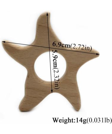 Wendysun 3pcs Cartoon Wood Teether - Natural Animal Starfish Shape Baby Teething Toy - Buy Online on GoSupps.com