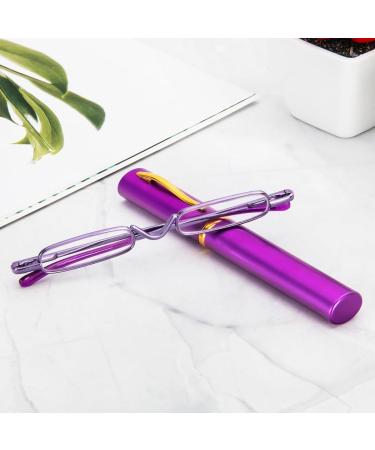 Buy Mini Metal Reading Glasses - Blue Light Blocking Compact Readers 1.75X - Lightweight Portable with Pen Clip - Purple - International Shipping Available - Buy Online on GoSupps.com