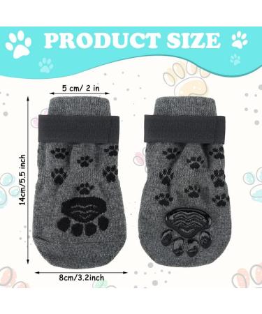 Anti Slip Dog Socks with Adjustable Strap for Indoor Traction Control - Black/Gray S (8 Pieces) - Buy Online on GoSupps.com