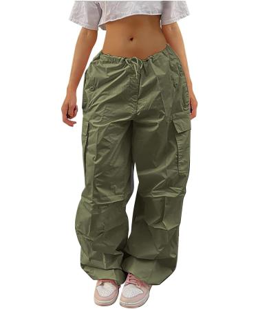 Y2K Women s Parachute Pants | Vintage Baggy Cargo Pants | E-Girl Streetwear 90s Style Track Pants - Lang Lock 07-Gr n S - Buy Online on GoSupps.com