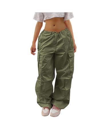Parachute Pants Y2K Women Cargo Pants Baggy Cargohose Track Pants Streetwear Vintage Jeans Pants 90s E-Girl Streetwear Cargo Pants Y2K Sports Pants Lang 07-Gr n M