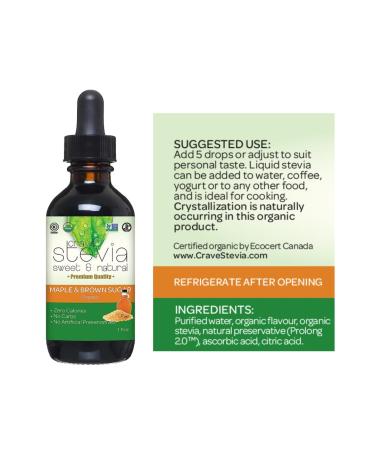 CraveStevia Organic Liquid Stevia Drops - Maple Brown Sugar Flavor - 30ml Bottle | Natural Sweetener from Stevia Rebaudiana Herb - Gluten Free - Buy Online on GoSupps.com