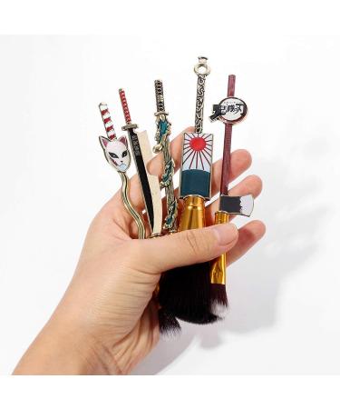Cute Demon Slayer Makeup Brushes - Anime Kimetsu No Yaiba Tanjirou Nezuo Metal Cosmetic Brush Set for Eyeshadow & Foundation - Buy Online on GoSupps.com