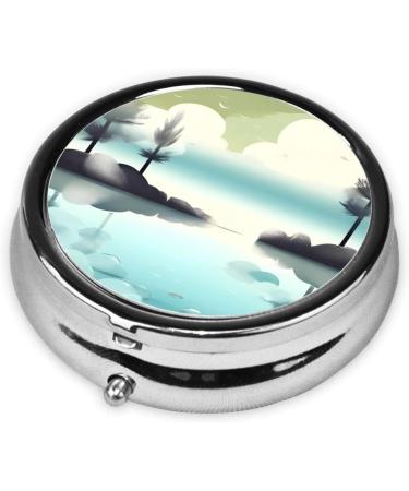 Tranquil Lakes Round Pill Box Organizer - 3 Compartment Portable Travel Solution for Medications - Buy Online on GoSupps.com