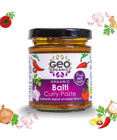 Geo Organics Balti Curry Paste | Organic Curry Paste | 180G | Serves 4 | Vegan Friendly | Authentic Restaurant Recipe Base Pack of 1 Balti Curry Paste 180g (Pack of 1) - Buy Online on GoSupps.com