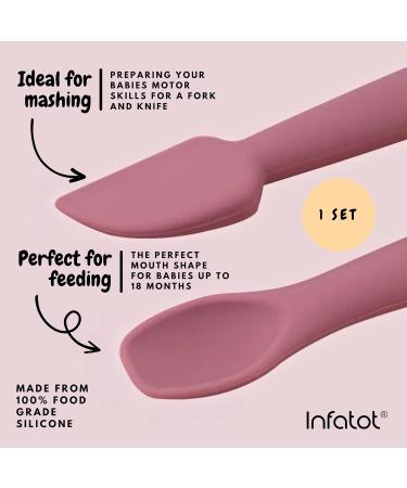 Infatot Silicone Baby Weaning Spoons Set - Perfectly Sized Cutlery for 4 Months+ - Baby Feeding Spoons for Infant Self Feeding - Plum - Buy Online on GoSupps.com