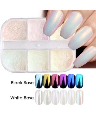 Chrome Nail Powder Nail Art Holo Powder Mirror Effect Pigment Glitter Body Face Decoration 6 Grids - Buy Online on GoSupps.com