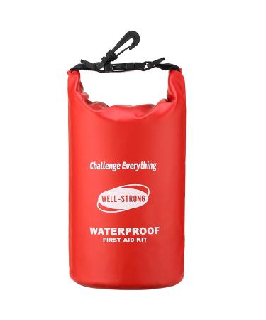WELL-STRONG Dual Waterproof First Aid Kit Boat Emergency Kit with Buckles for Fishing Kayaking Boating Swimming Camping Rafting Beach Red Ws011-fakdwp-red