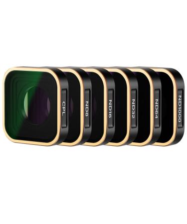 NEEWER ND Filter Set Compatible with GoPro Hero 11 Hero 10 Black Hero 9 6 Pack (CPL/ND8/ND16/ND32/ND64/ND1000) Action Camera Accessory Neutral Density Polarizer Lens Filter Kit (Golden Frame)