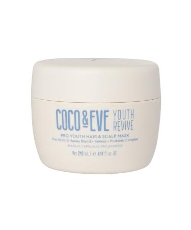 Coco & Eve Pro Youth Hair & Scalp Mask. Anti-aging strength shine volume. Regulate dandruff. With honey retinol for youthful hydrated hair.