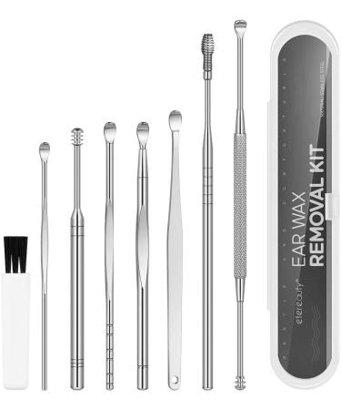 VAKERR Earwax Removal Kit  8 Pcs Ear Cleaning Tool Set for Adults  Ear Curette Ear Wax Remover Tool with Cleaning Brush and Storage Bag