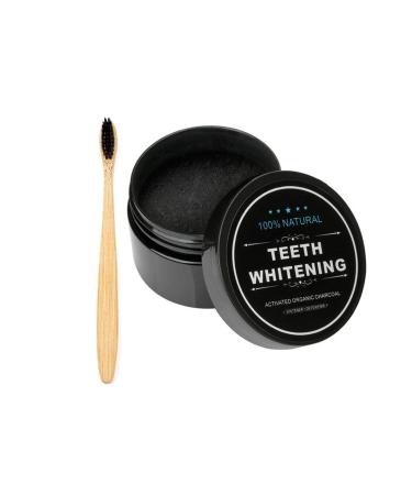 Lythor Teeth Whitening Charcoal Powder  Teeth Whitener Powder with Bamboo Brush Oral Care Sets Natural Coconut  No Hurt on Enamel or Gum (1)