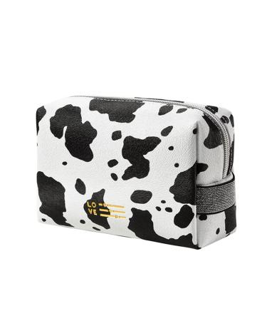 Portable Makeup Bag Cows Travel Small Zipper Cosmetic Bags Organizer for Women Girls Handbag Toiletry Storage Pouch Waterproof Purse,White White Cows