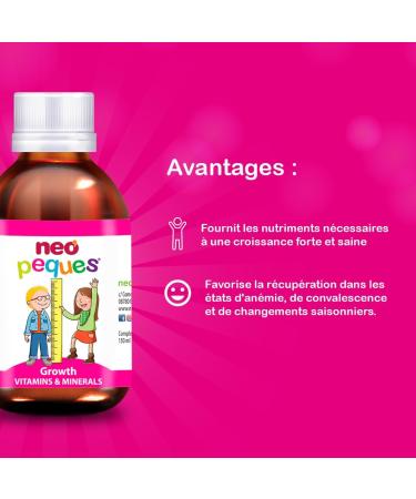 Neo Peques Growth Syrup for Children from 6 Months - 150 ml - 100% Natural Ingredients - Vitamins and Minerals Essential for Growth - Orange Flavor - Buy Online on GoSupps.com