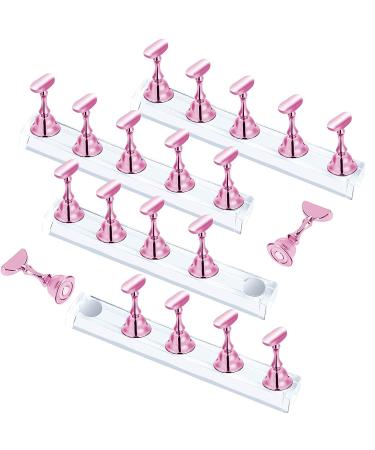Justotry 4 Set Pink Nail Stand for Press On Nails Display Nail Tips holder for nail tips Exercise beginner acrylic nail set Accessories DIY nail holder for false nail manicure tool light pink 4