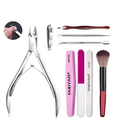 Cuticle Trimmer Professional Cuticle Remover Nail File Buffer Metal Pusher Scraper Nails Nippers Manicure Kit Women Fingernail Care Tool Set