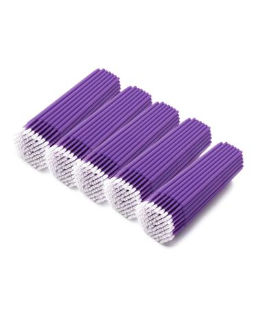 500 Pcs Disposable Mascara Wands Eyelash Brushes Lash Extension Applicator Eyelash Removing Brush Micro Eyelash Brush for Eyelash Extention Bentable Micro cotton Make-up repair Tolls. (purple)