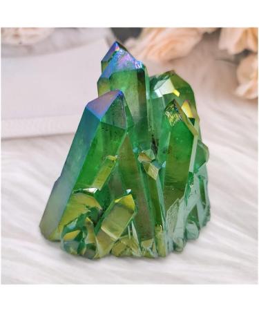Room Decoration Green Electroplated Natural Crystal Cluster Specimen Raw Rock Quartz Flowers Aura Stones Gift Modern House Decor Great Choice for Home Decoration (Size : 300-400g) - Buy Online on GoSupps.com