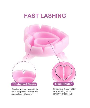 Infilila 200PCS Disposable Glue Rings for Eyelash Extensions - Lovely Heart Shape Pink Lash Extension Supplies - Buy Online on GoSupps.com