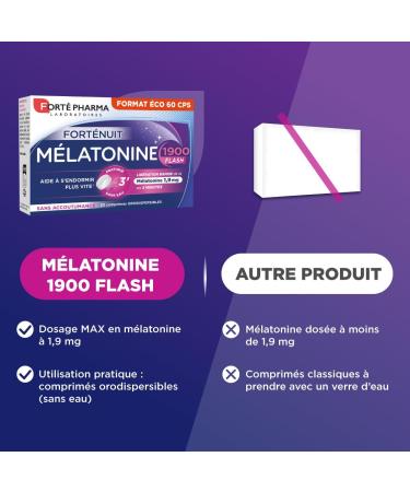 Fort Pharma - Melatonin 1900 Flash Eco Format | Melatonin 1.9mg Sucking Tablets - Fast Action | Sleep Supplement | Sleep Faster Sleep Supplement | 60 orodispersible tablets 1/day - Buy Online on GoSupps.com