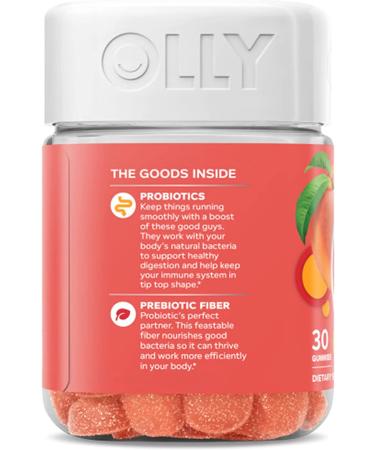 OLLY Probiotic Peachy Peach - 30 Gummies | Digestive Health & Wellness - Buy Online on GoSupps.com