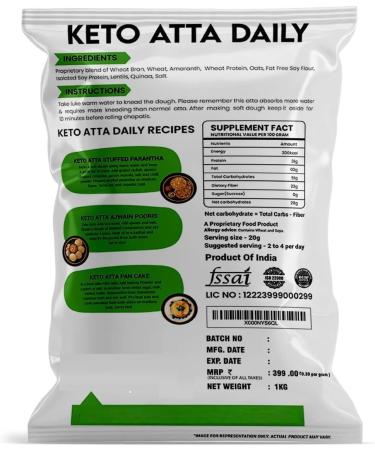SM Keto Atta Daily | Low Carb Nut Free | Atta for Weight Loss | Protein Flour for Weight Management 1 kg - Buy Online on GoSupps.com