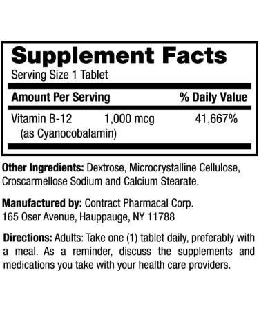 Earth's Splendor Vitamin B12 Energy Supplements - Gluten Free, No Artificial Color or Flavor, 1000mcg 200 Tablets - Energy Metabolism Support - Buy Online on GoSupps.com