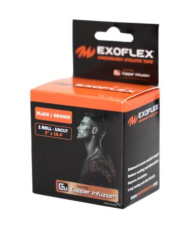 Motiv Exoflex Kinesiology Athletic Tape Roll - UN-Cut Black/Orange